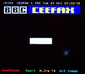 The final broadcast frame of BBC Ceefax, the teletext service, as it closed down in 2012.