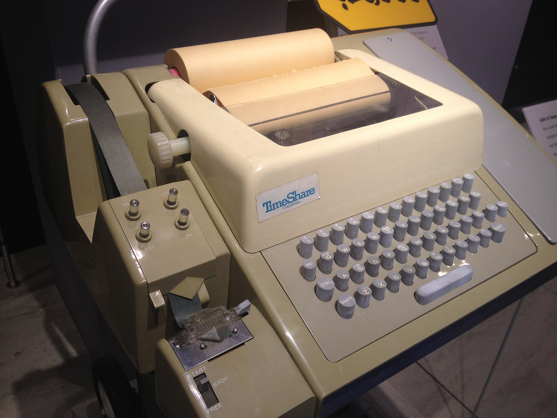Teletype Model 33 ASR teleprinter terminal on display at the Computer History Museum