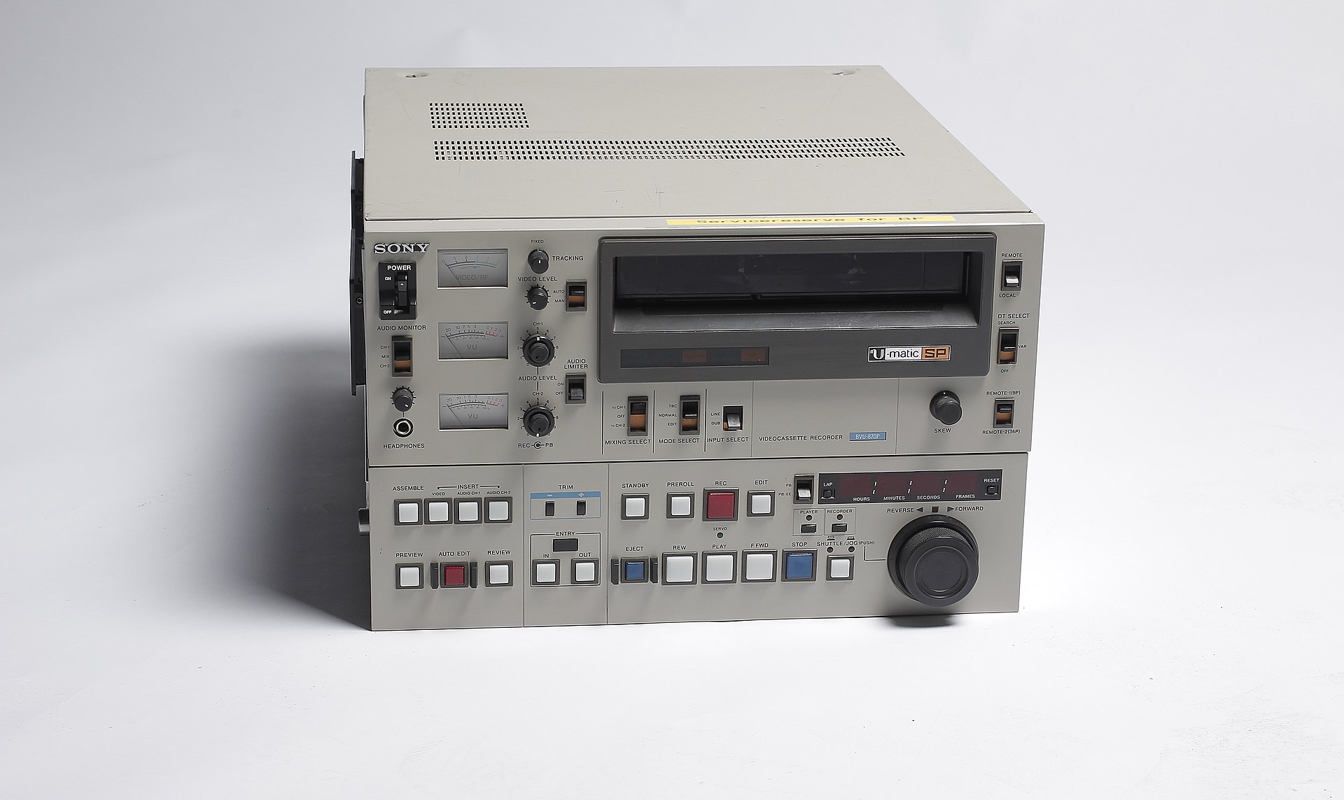 A Sony U-matic SP broadcast deck, the kind that filled local-station edit bays