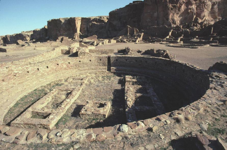 Great kiva at Pueblo Bonito, Chaco Canyon, an Ancestral Puebloan great house