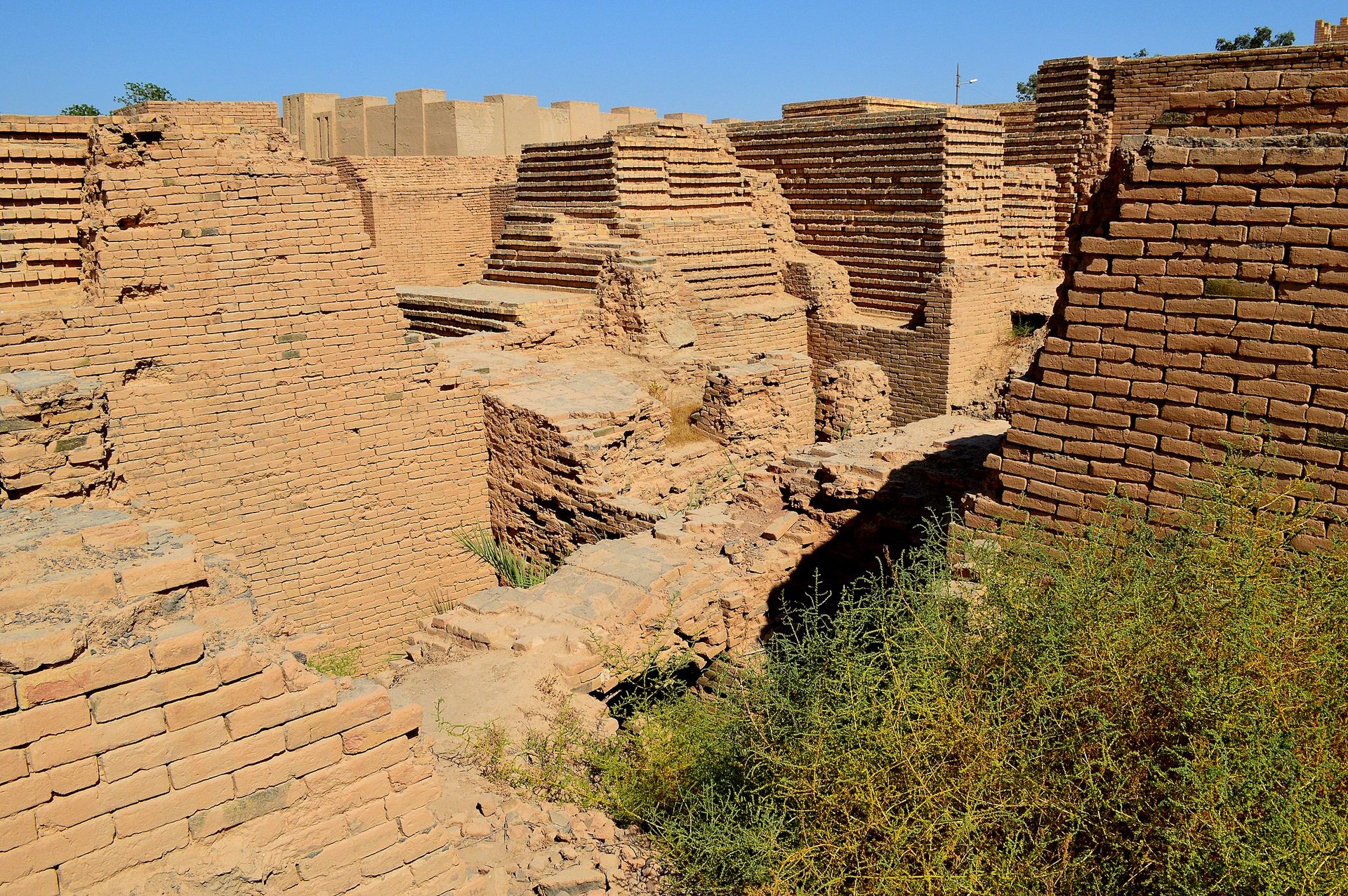 Crumbling mud-brick ruins of ancient Babylon, Iraq