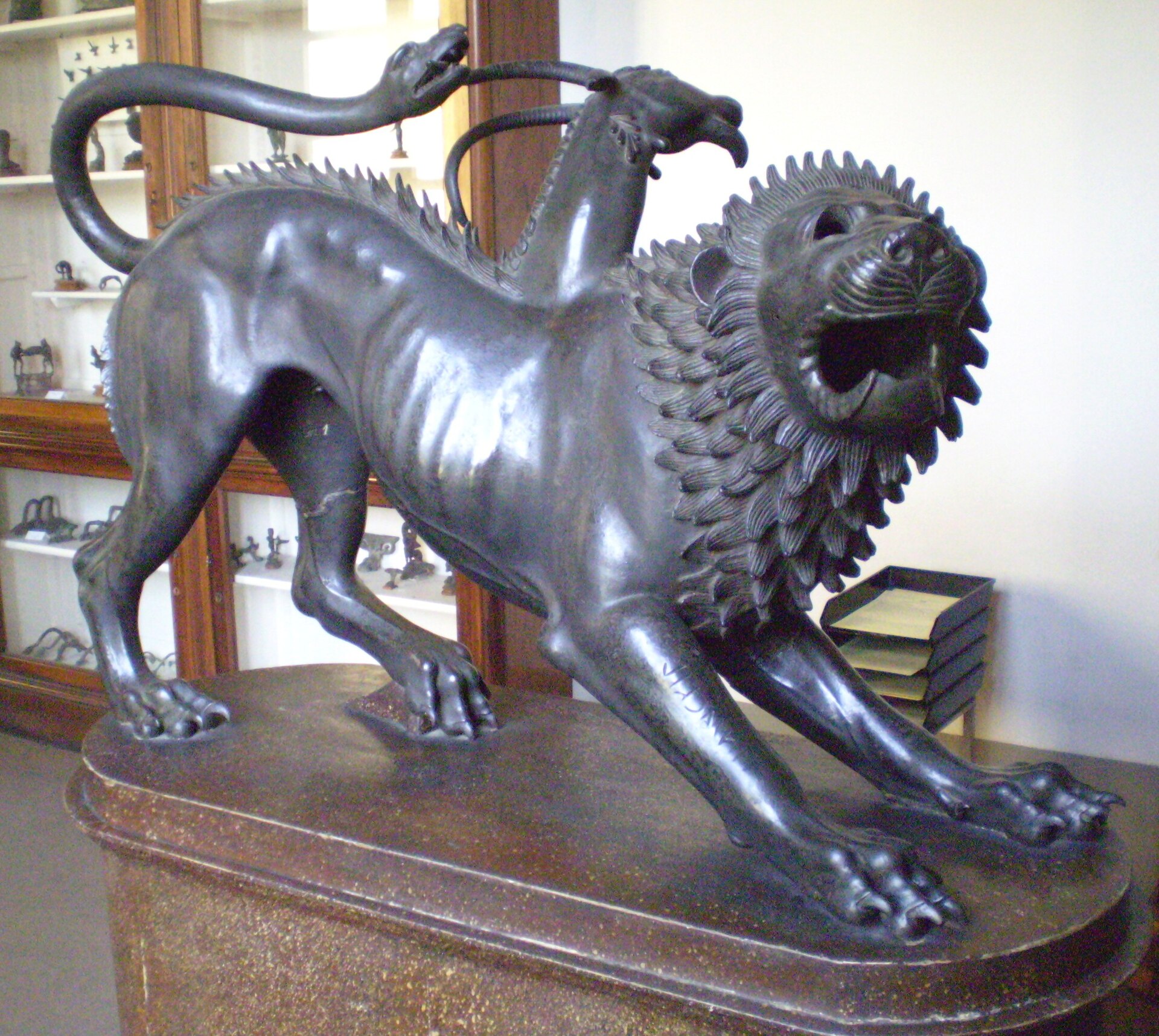 The Chimera of Arezzo, an Etruscan bronze statue of the mythical fire-breathing creature