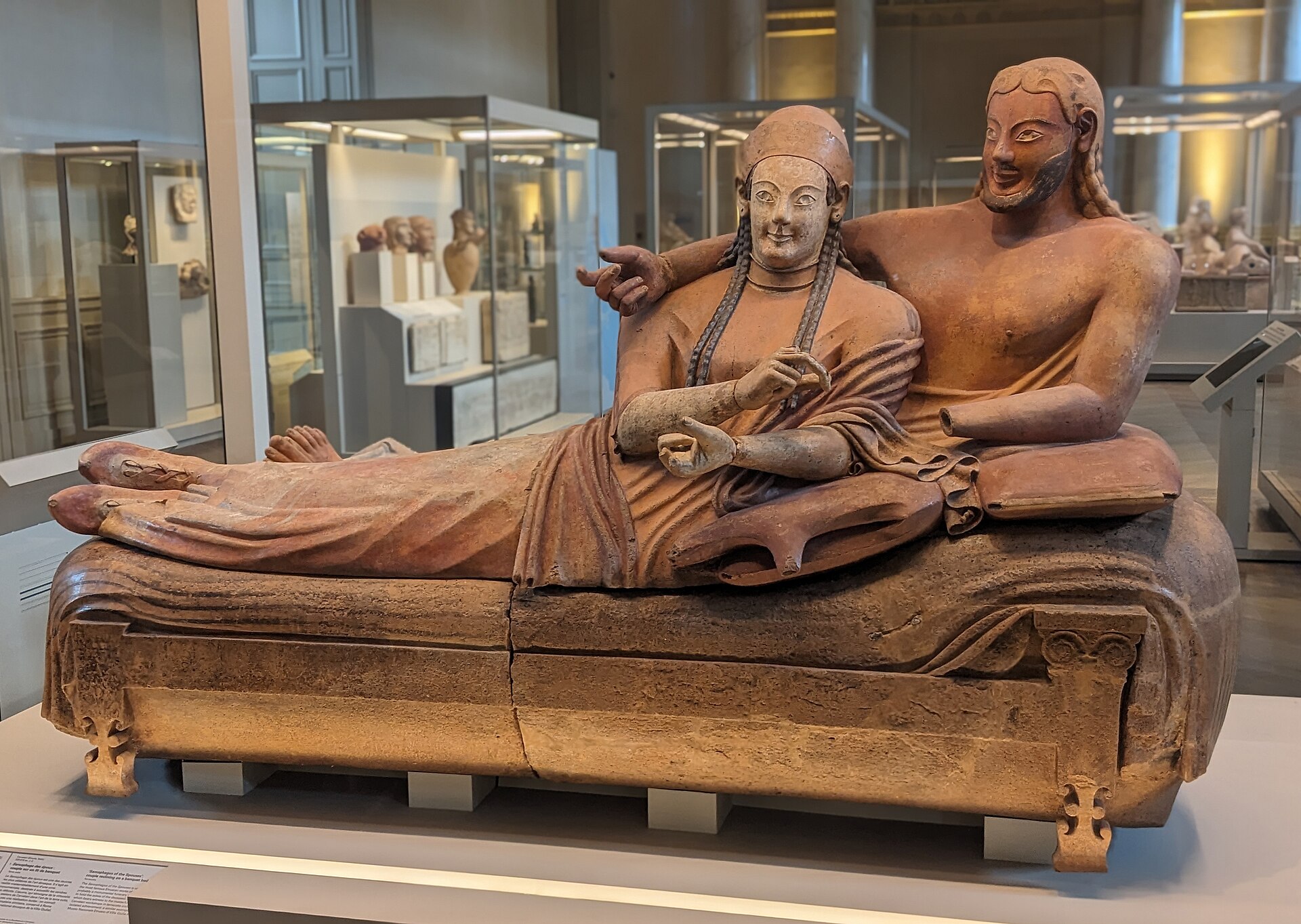 The Sarcophagus of the Spouses, a painted terracotta Etruscan funerary monument from Cerveteri, c. 520 BCE, Louvre.