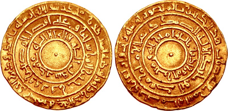 A Fatimid gold dinar of caliph al-Mu'izz li-Din Allah, struck in AH 343 (AD 954/5)