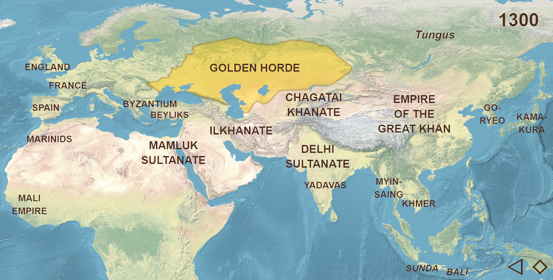 Map of the Golden Horde at its extent, from the Carpathians to the Siberian steppe