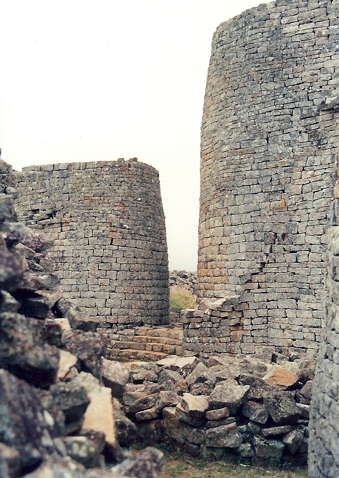 The solid conical tower inside the Great Enclosure at Great Zimbabwe, built of dressed granite blocks laid without mortar