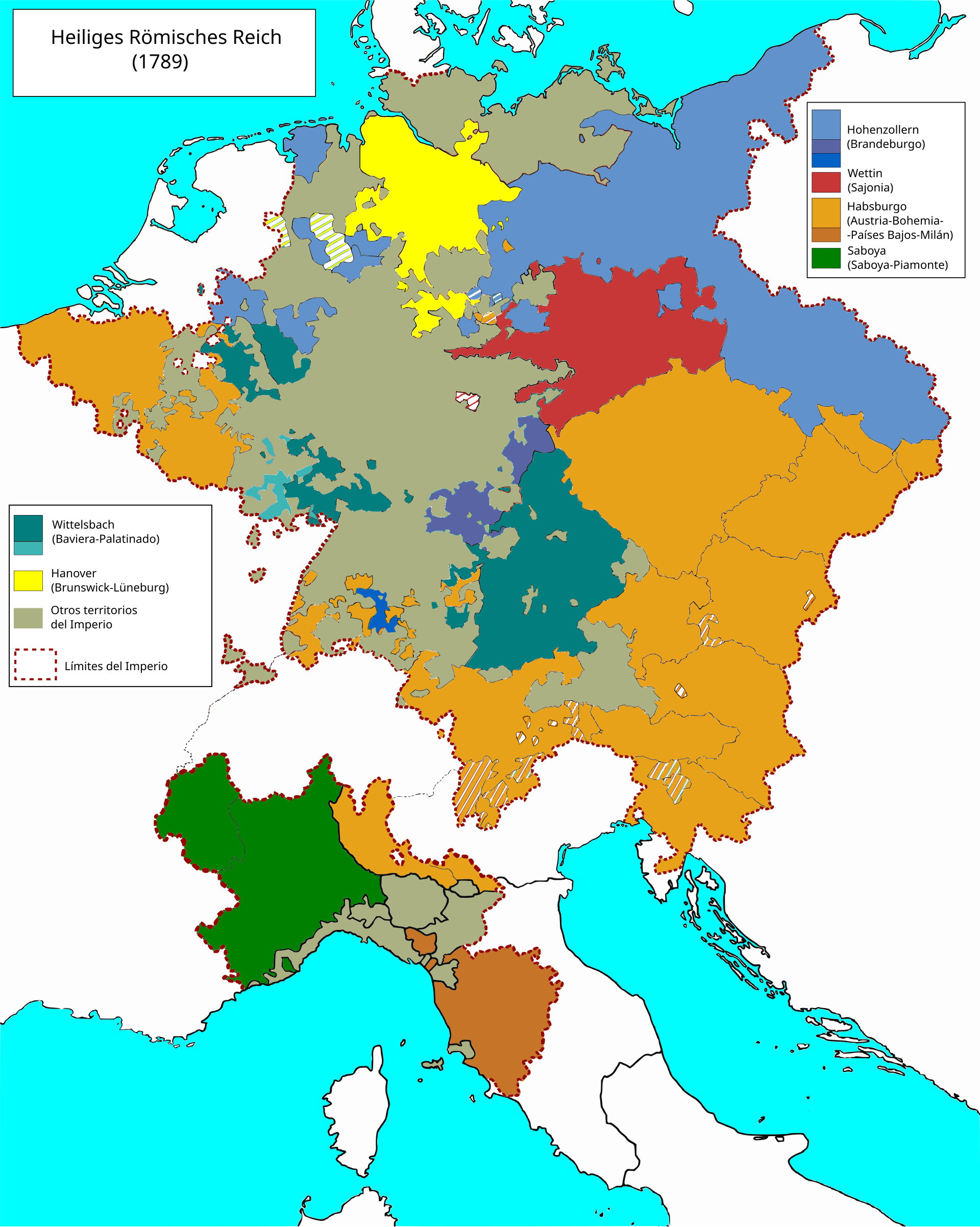 Map of the Holy Roman Empire's territories in 1789