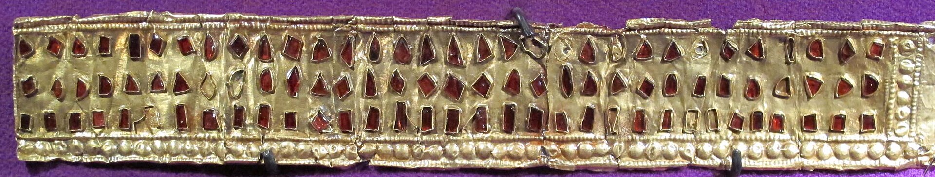 A fifth-century Hunnic gold diadem set with red stones, National Museum of Romanian History