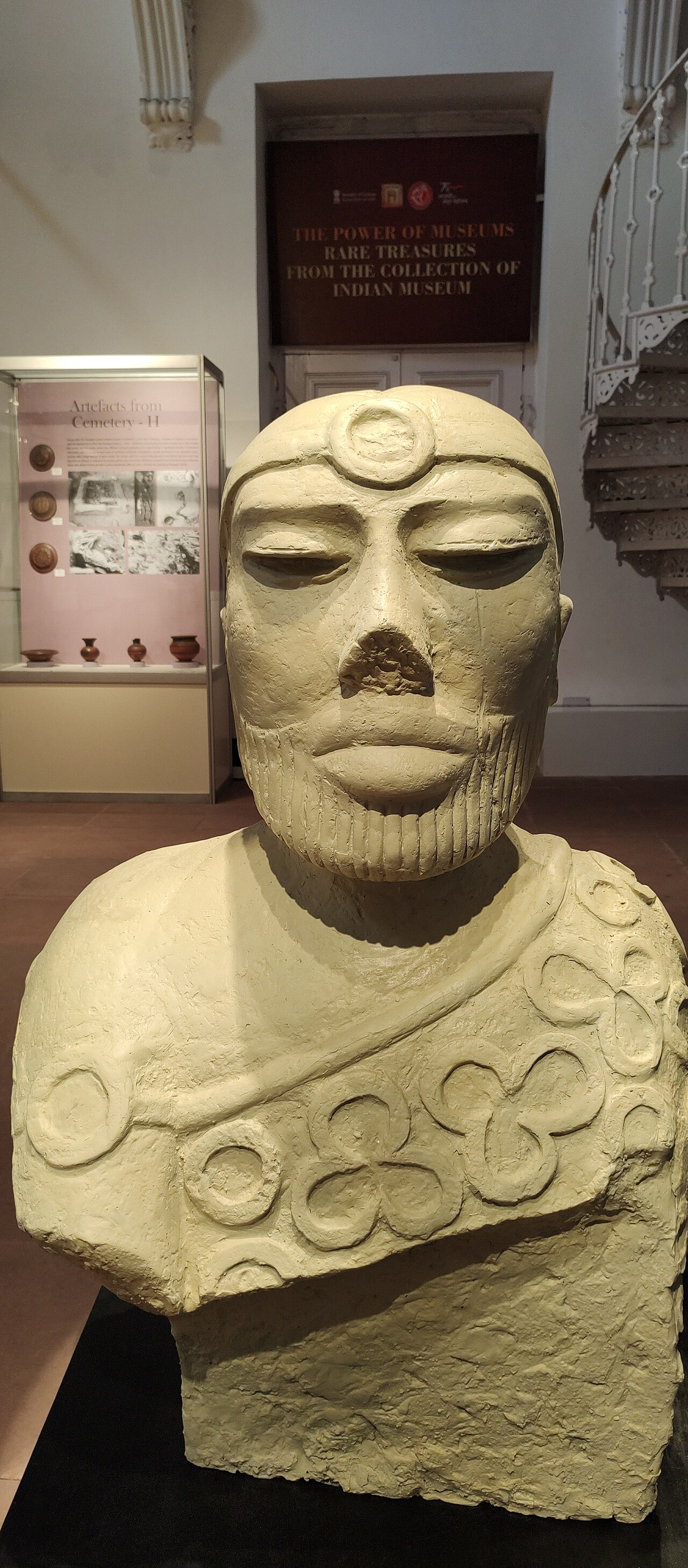 The Priest-King, a steatite figurine from Mohenjo-daro, c. 2500-1900 BCE, Indus Valley Civilization.