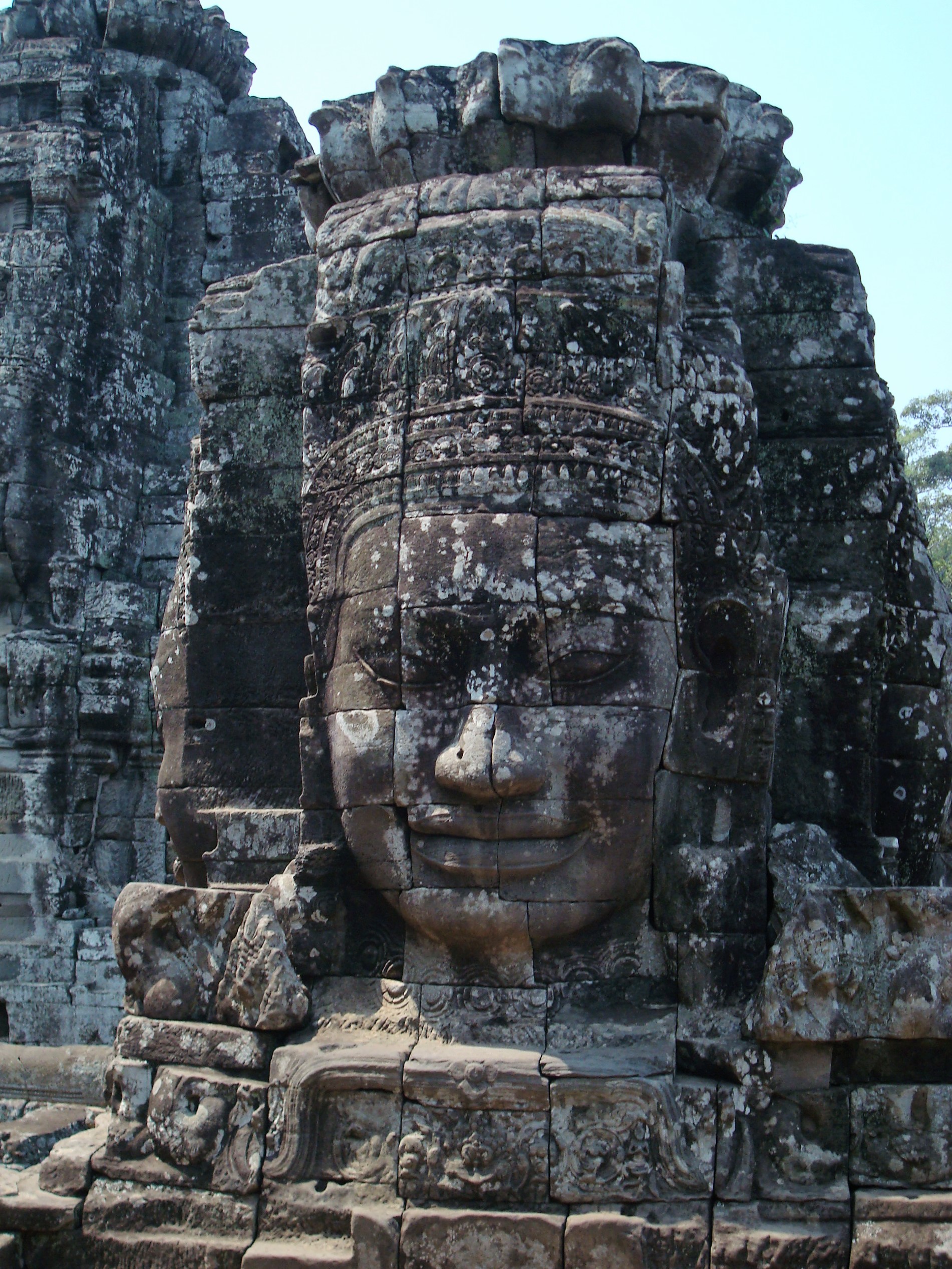 A stone face-tower of the Bayon temple, Angkor Thom, Cambodia
