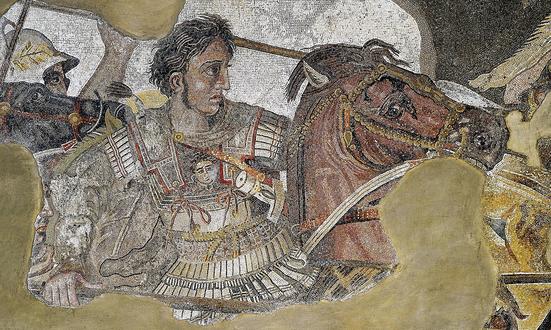 Detail of Alexander the Great from the Alexander Mosaic, House of the Faun, Pompeii, c. 100 BCE