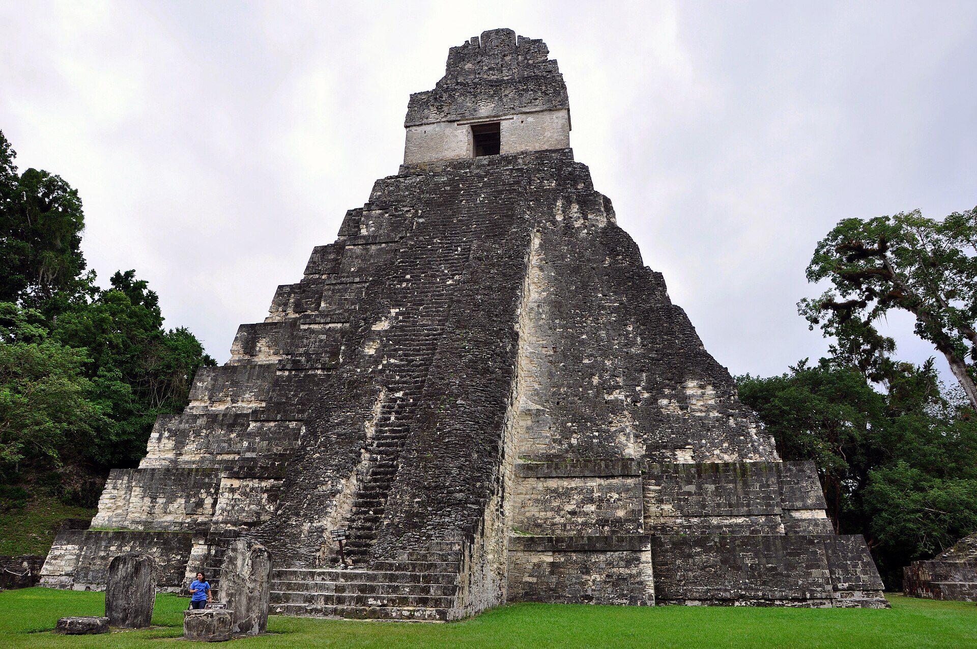 Temple I (the Temple of the Great Jaguar) rising above the jungle at Tikal, Guatemala