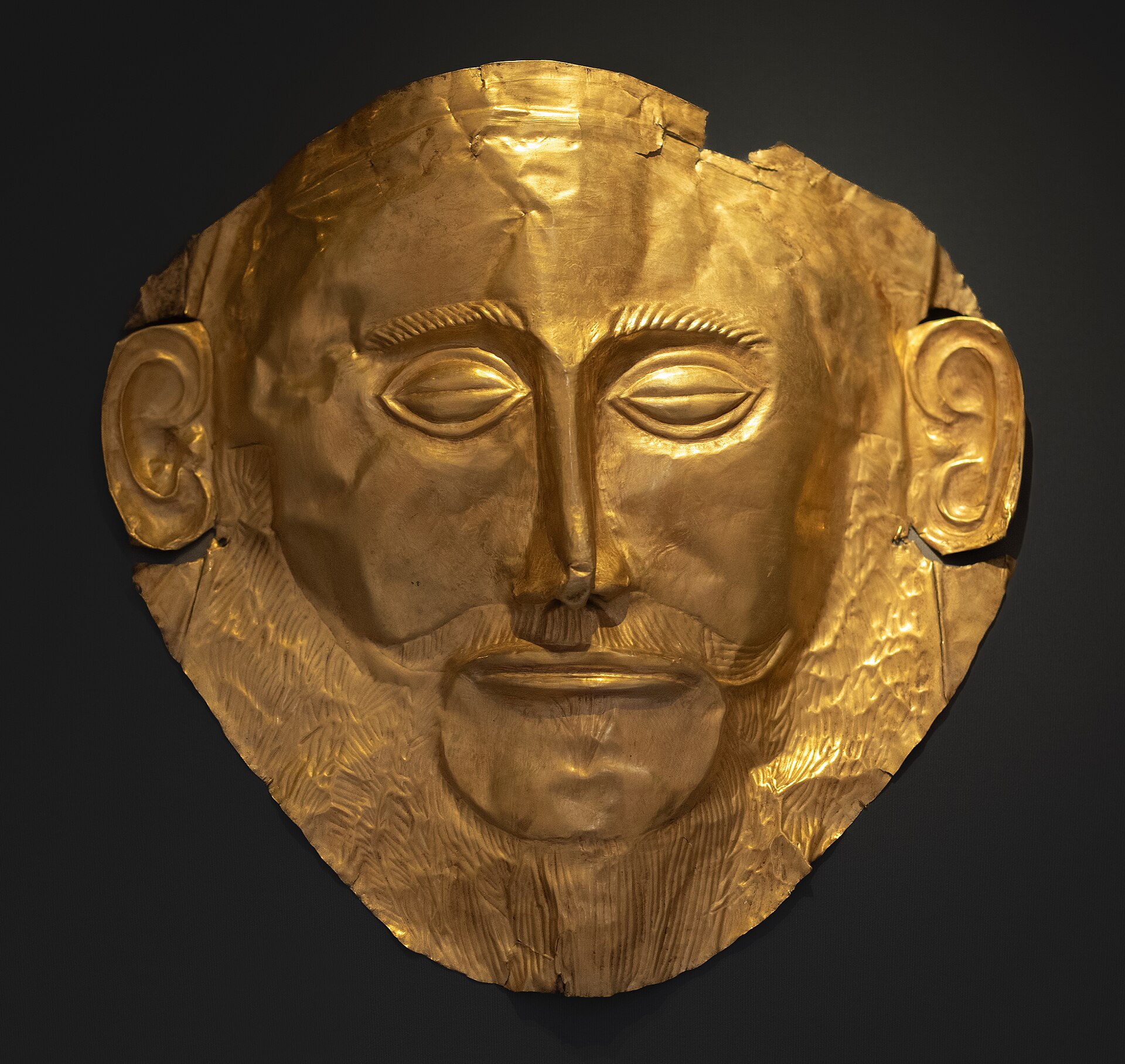 The gold 'Mask of Agamemnon', 16th century BCE, National Archaeological Museum of Athens