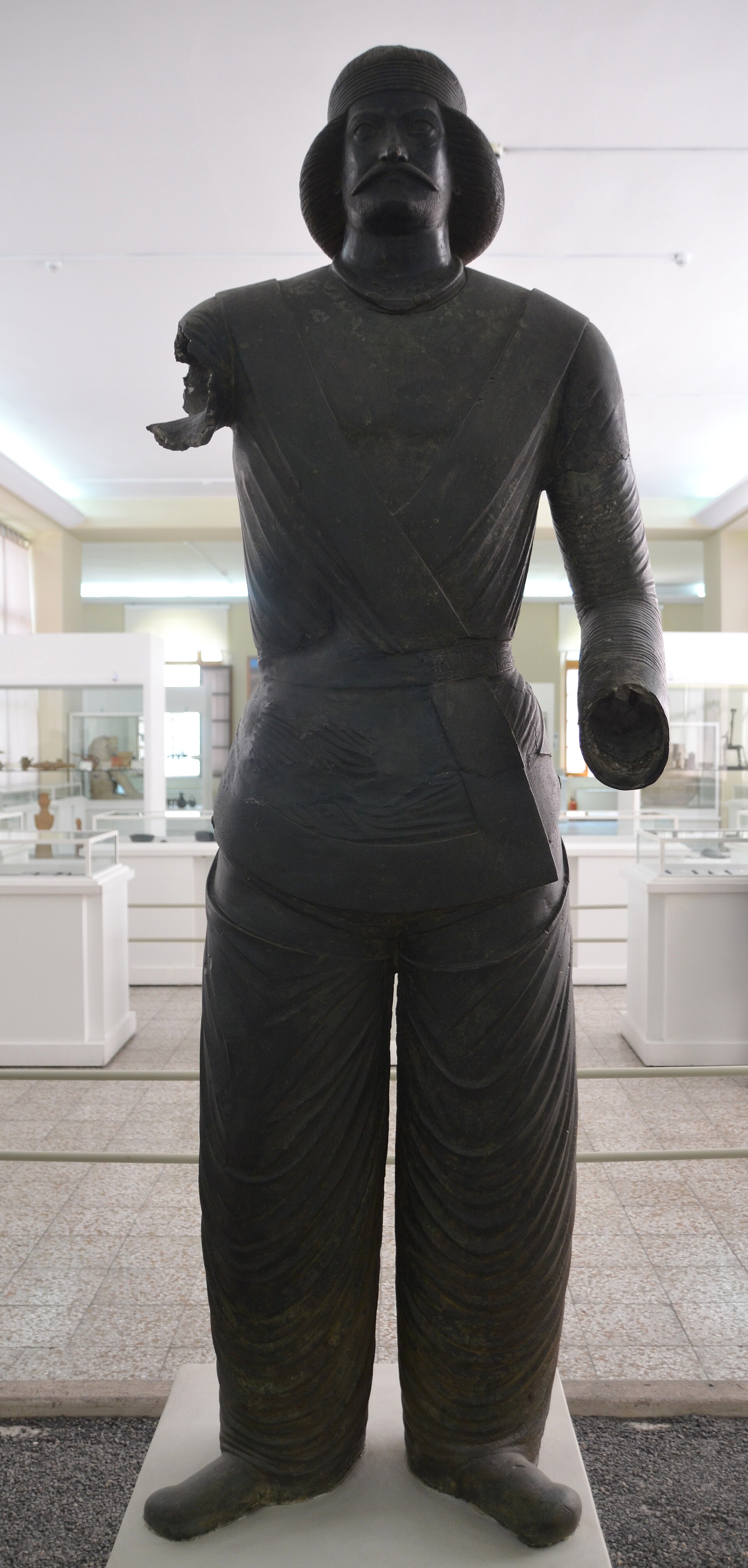 The 1.94-metre bronze 'Parthian nobleman' from the sanctuary at Shami, one of the few surviving full-figure works of Parthian art, in the National Museum of Iran