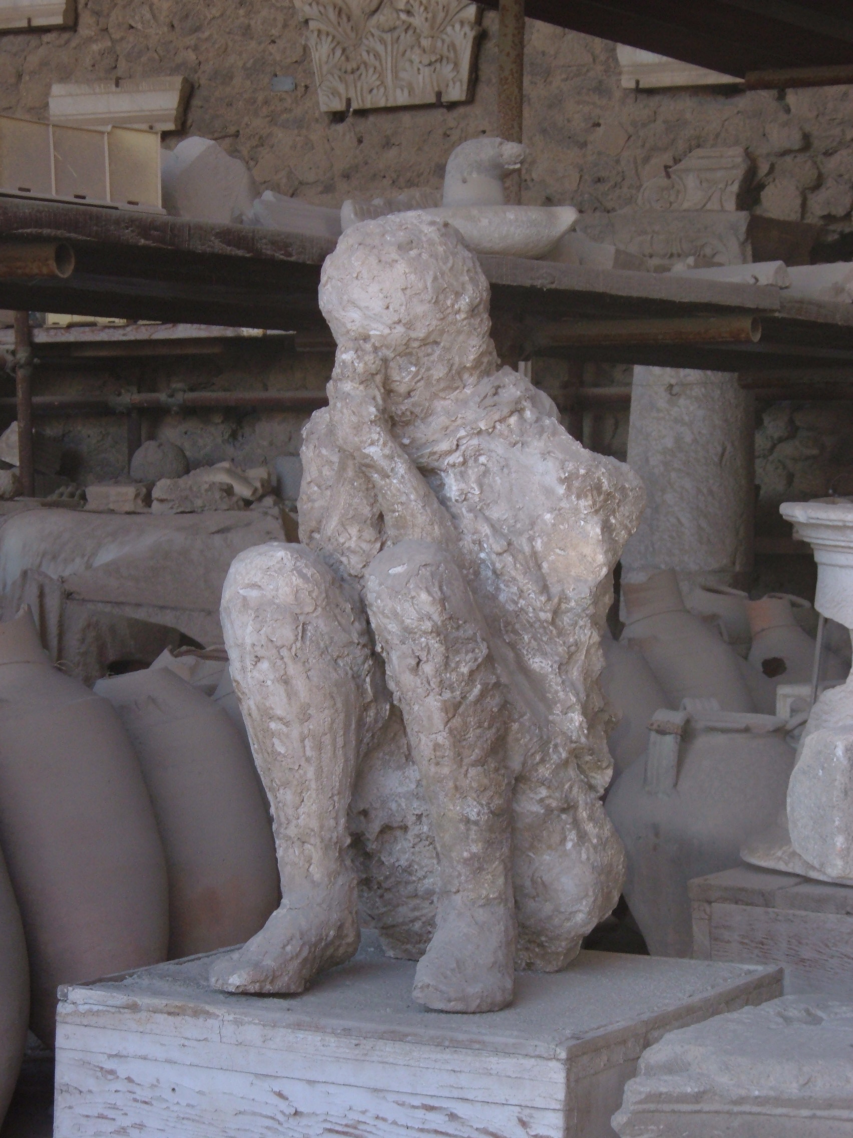 Plaster cast of a victim of the 79 CE eruption of Vesuvius, Pompeii