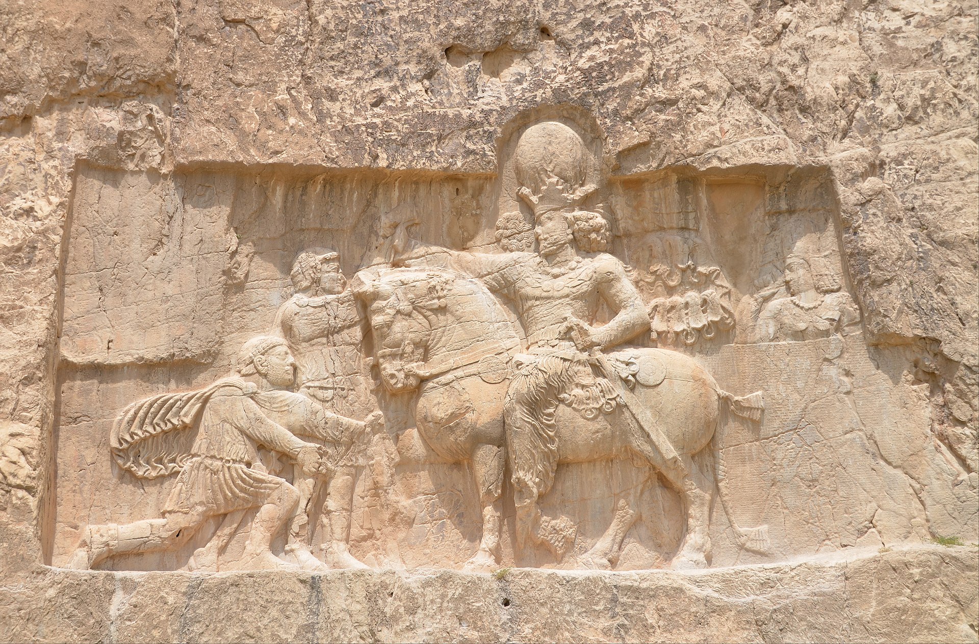 Sasanian rock relief of Shapur I's triumph over Roman emperors at Naqsh-e Rostam