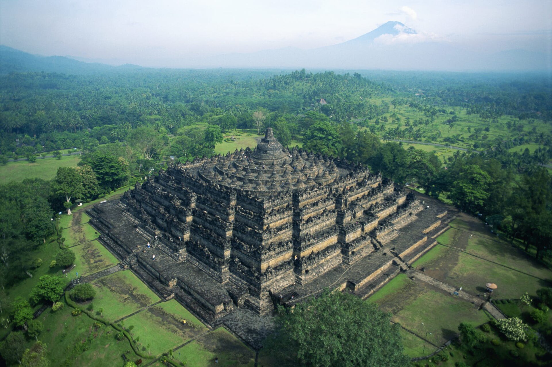 Borobudur, the 9th-century Mahayana Buddhist monument in Central Java, built during the era of Srivijayan influence.