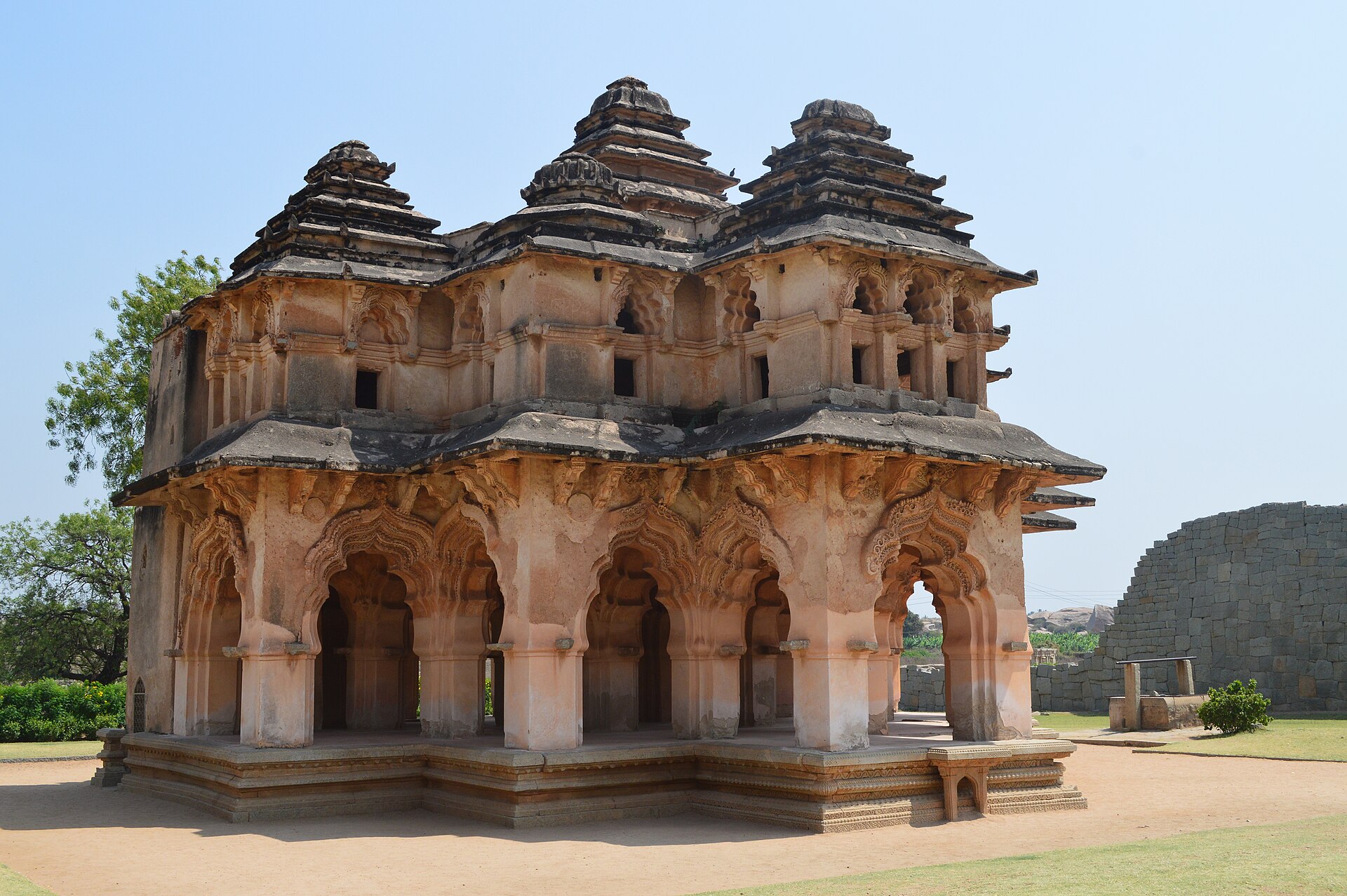 The Lotus Mahal pavilion in the royal enclosure at Hampi