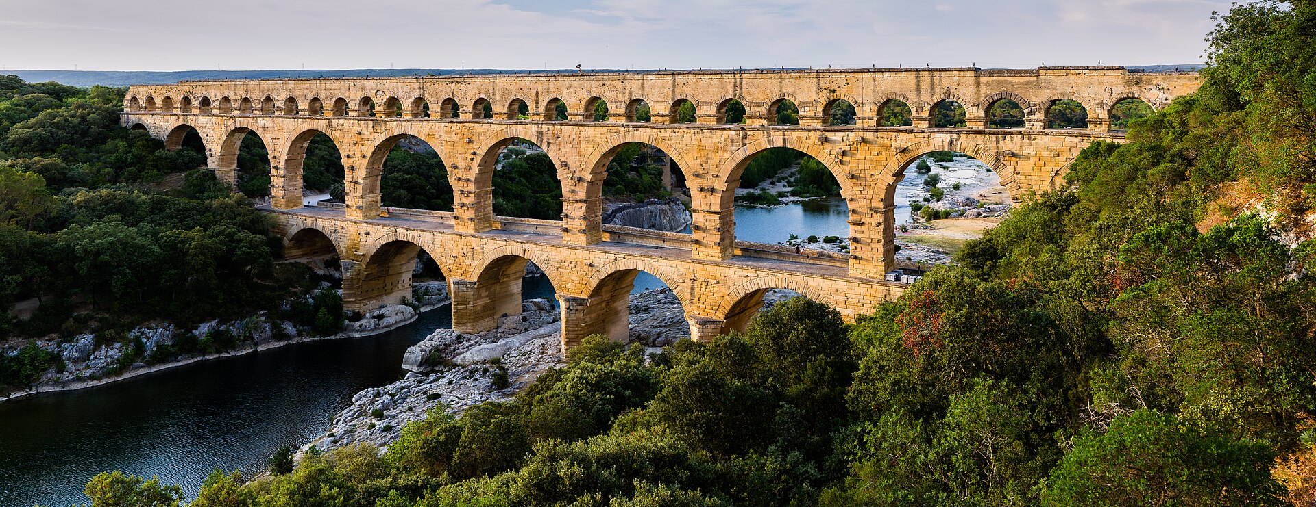 The Pont du Gard Roman aqueduct bridge in southern France