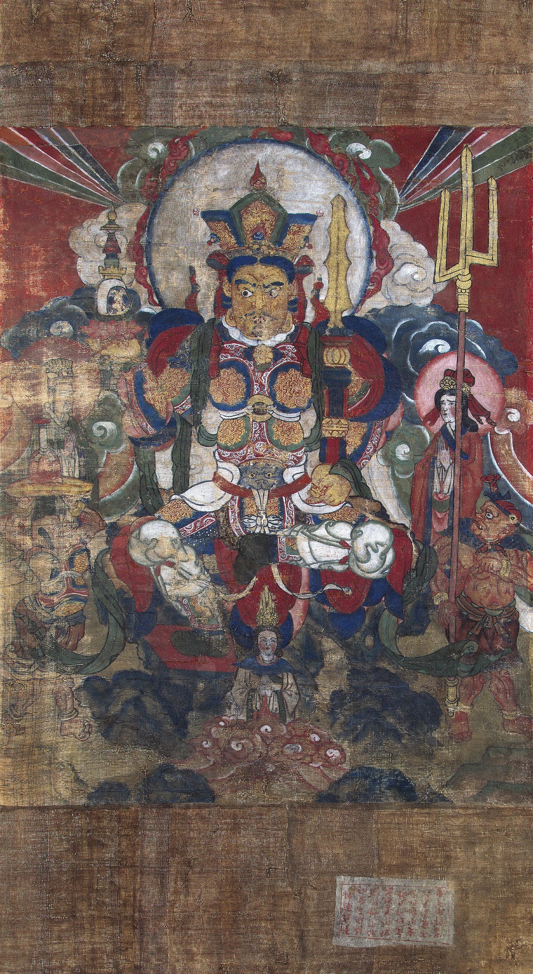 Thirteenth-century Tangut Buddhist painting of Vaishravana from Khara-Khoto, State Hermitage Museum