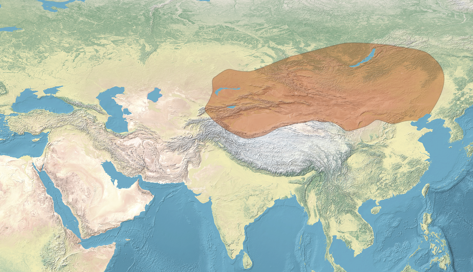 Map of the Xiongnu empire around 150 BCE at its height, stretching across Mongolia and Inner Asia after Modu Chanyu's conquests